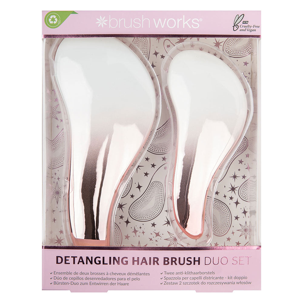 BW Detangling Hair Brush Duo Set Gentle Knot-Free Brushes for Smooth Hair