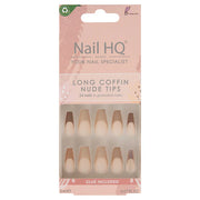NAIL HQ Long Coffin Nude Tip Nails Elegant Press-On French Style Nails