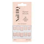 NAIL HQ Square French Nails Classic Press-On French Manicure