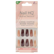 NAIL HQ Long Coffin Mixed Nude Nails, Elegant Press-On Nails Set
