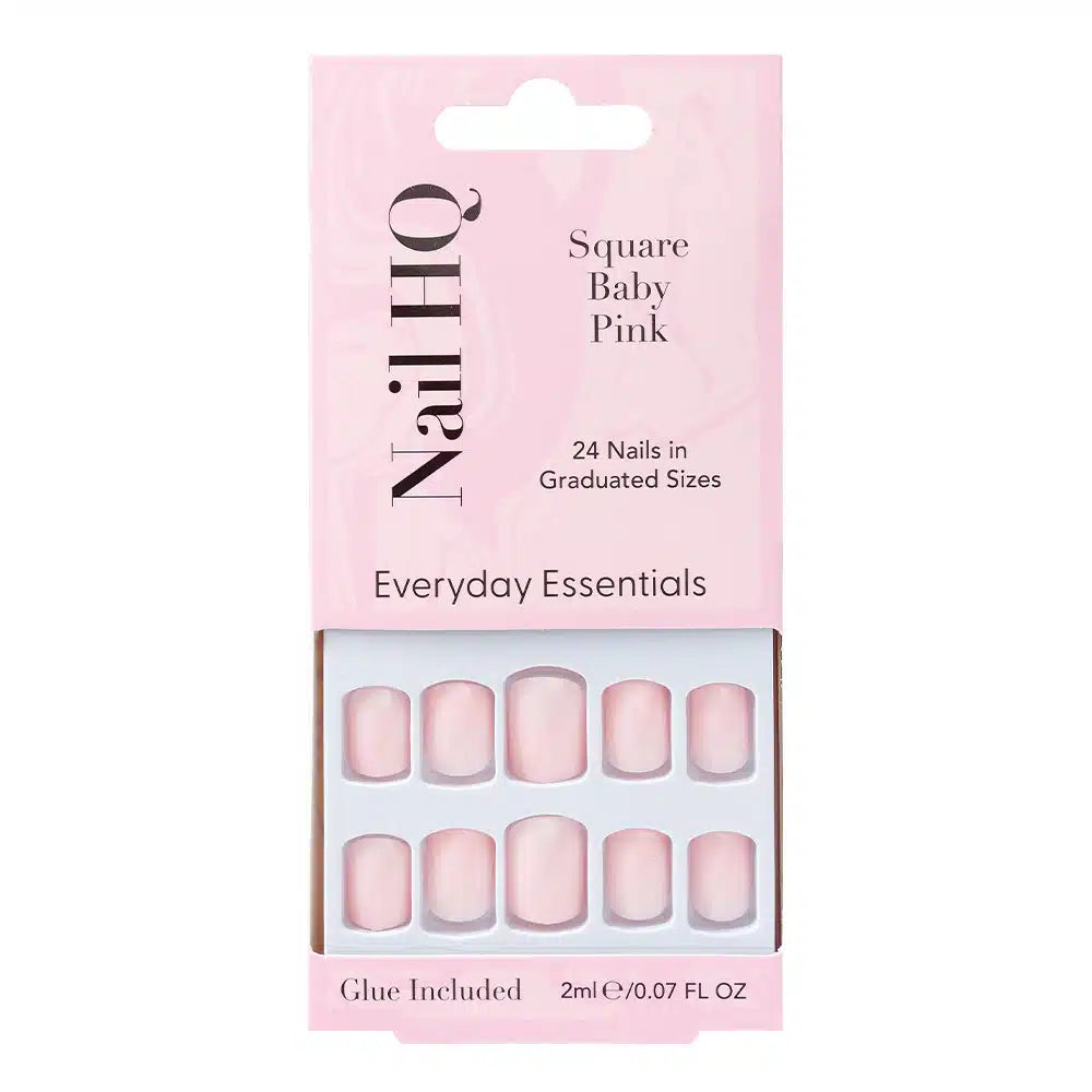 NAIL HQ Square Baby Pink Nails Soft Pink Press-On Manicure