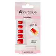 INVOGUE-BRIGHT RED SQUARE NAILS