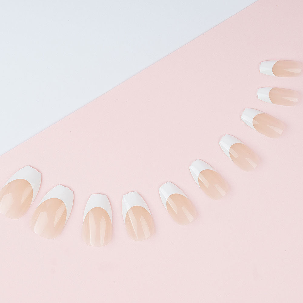 إنفوغ فريـنش بير أظافر صناعية شكل كوفن مظهر فرنسي طبيعي وثبات طويل