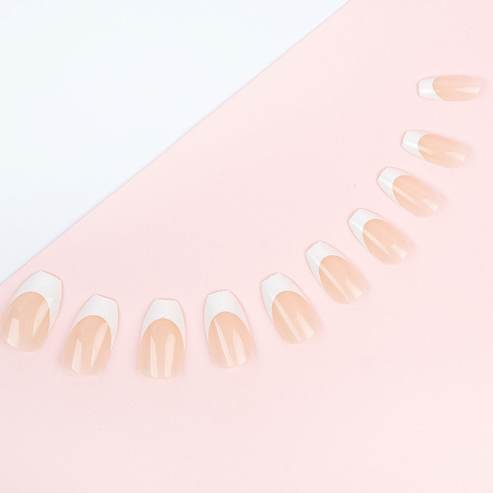 إنفوغ فريـنش بينك أظافر صناعية شكل كوفن  مانيكير فرنسي وردي ناعم بثبات طويل