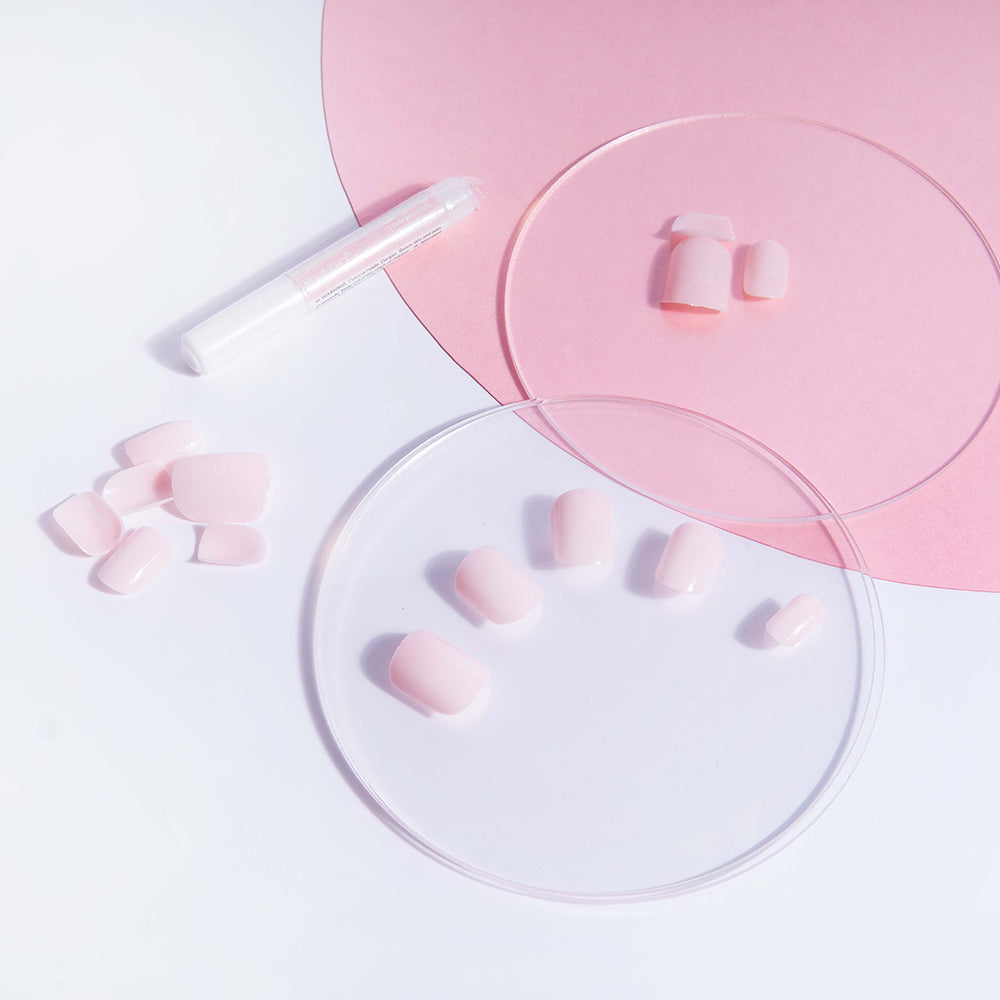 NAIL HQ Square Baby Pink Nails Soft Pink Press-On Manicure