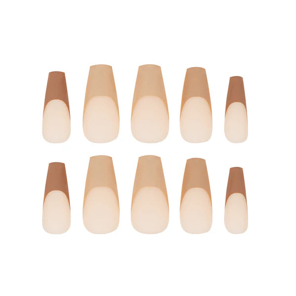 NAIL HQ Long Coffin Nude Tip Nails Elegant Press-On French Style Nails
