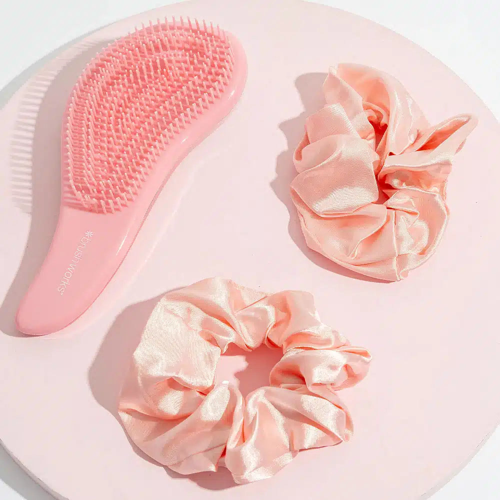 BW Detangling Brush & Scrunchie Set Gentle Hair Detangler & Styling Accessories