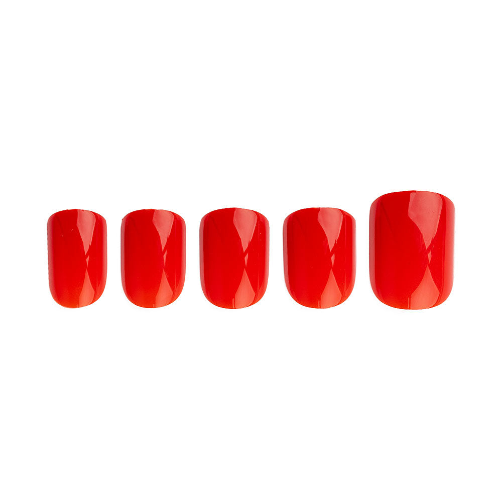 INVOGUE-BRIGHT RED SQUARE NAILS