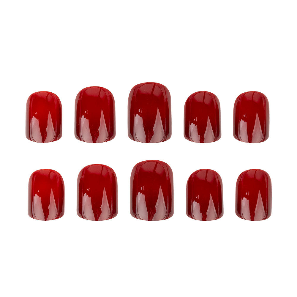 NAIL HQ Square Nails Deep Red Elegant Press On Manicure