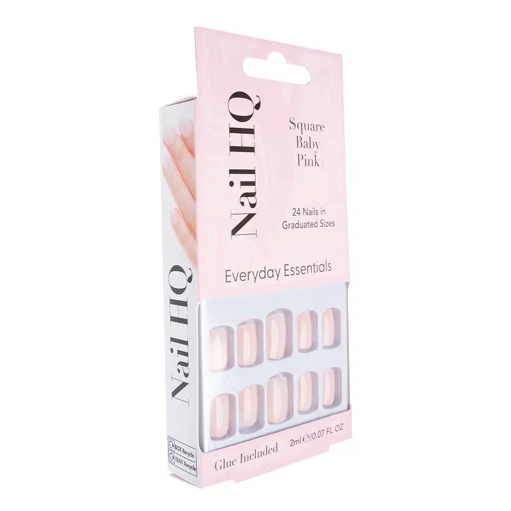 NAIL HQ Square Baby Pink Nails Soft Pink Press-On Manicure