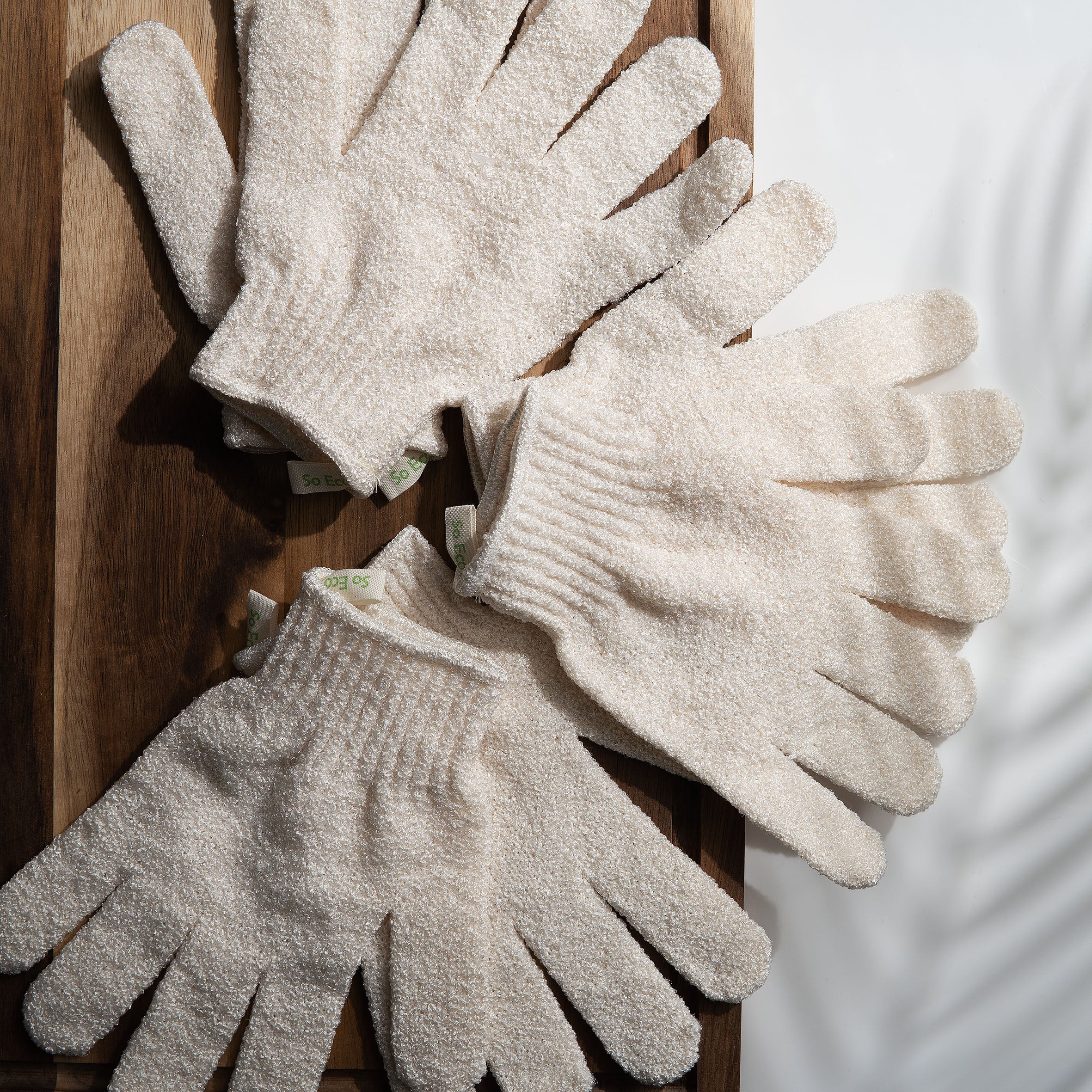 SOECO Exfoliating Gloves 3 Pack  Eco Friendly Body Scrub Gloves
