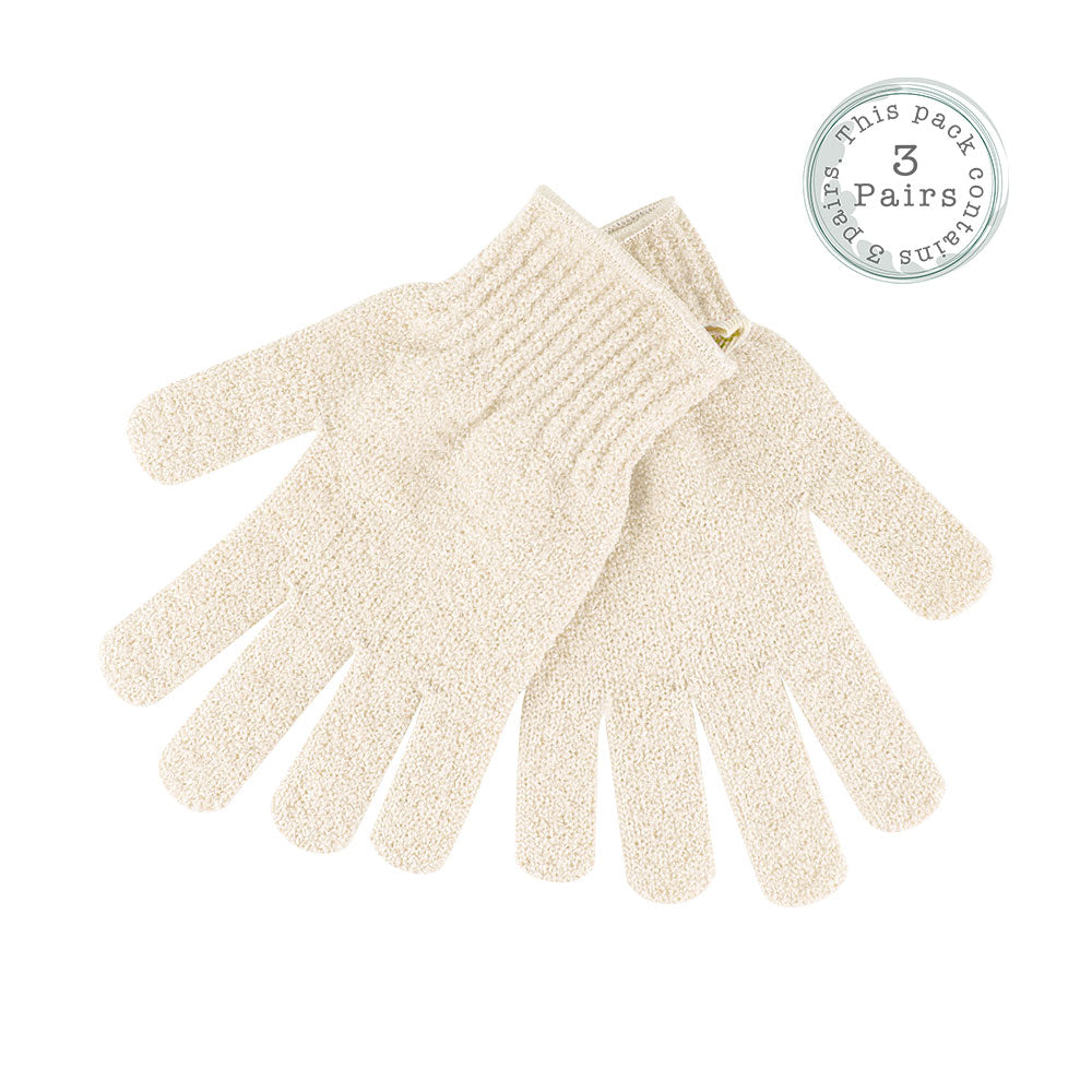 SOECO Exfoliating Gloves 3 Pack  Eco Friendly Body Scrub Gloves