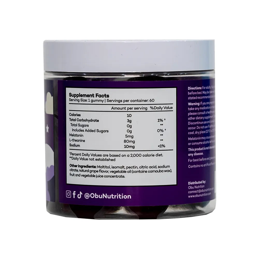 Obu Nutrition Extra Strength Sleep Gummies (Grape Flavour),60 Gummies