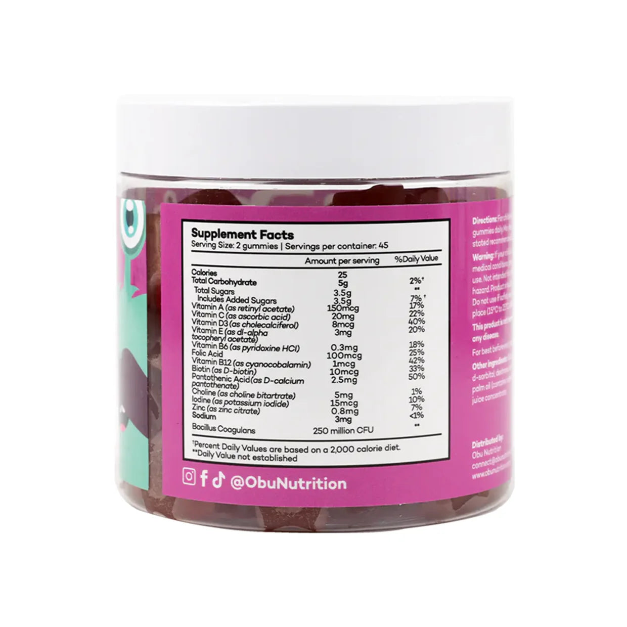 Obu Nutrition Kids Multi Vitamin & Probiotics Gummies 90 Gummies