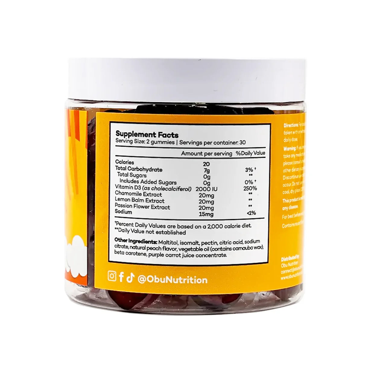 Obu Nutrition Vitamin D3 Gummies (Peach Flavour), 60 Gummies