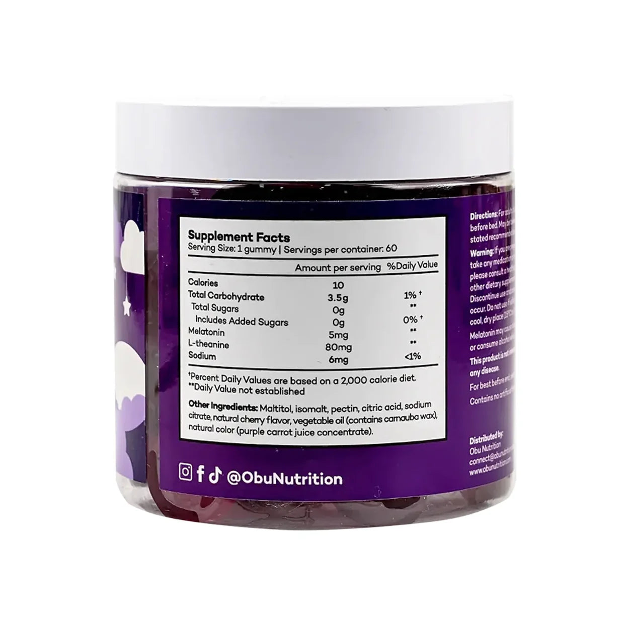 Obu Extra Strength Sleep Gummies Cherry Flavour 60 Gummies