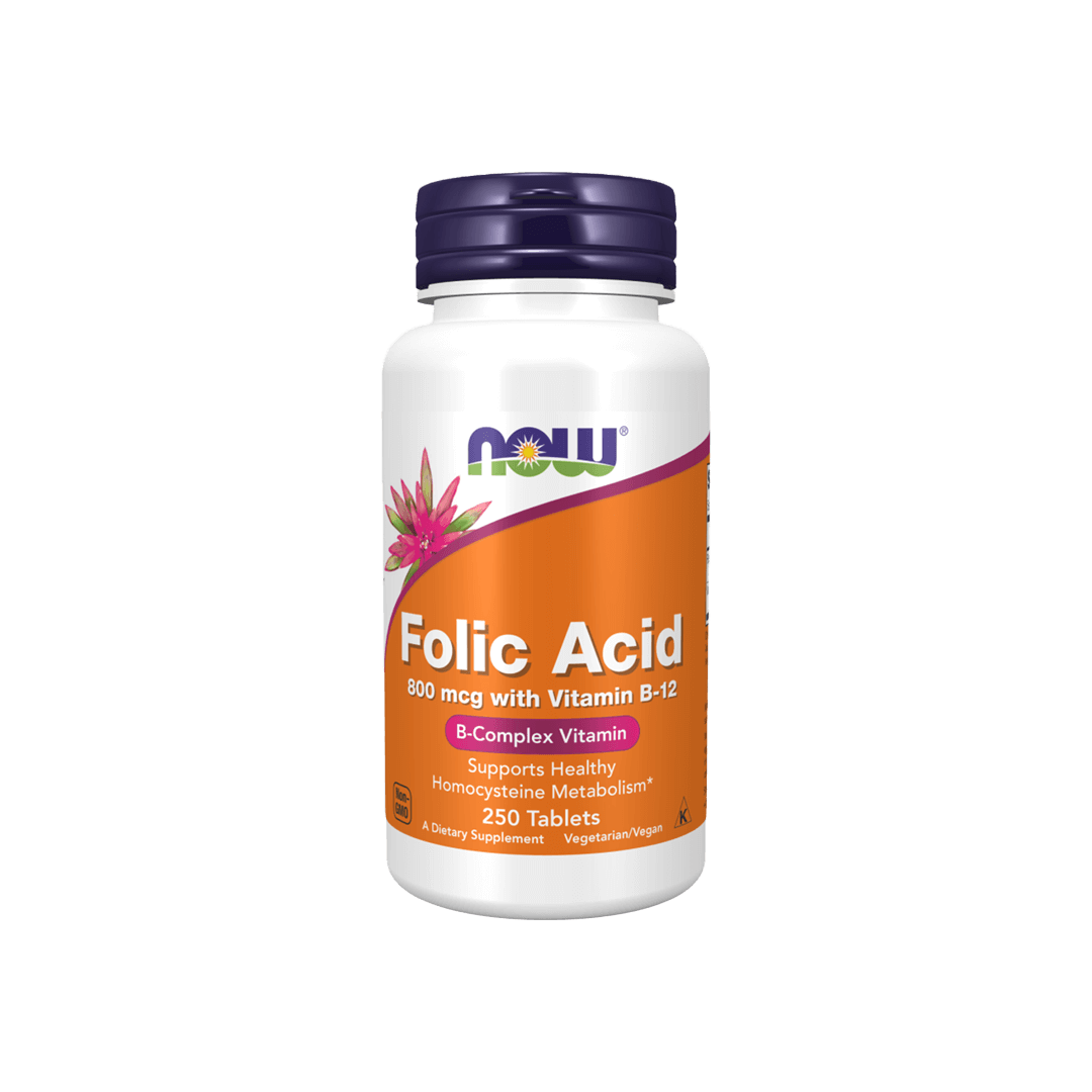 Now Foods Folic Acid 800 Mcg with B12 250 Tablets