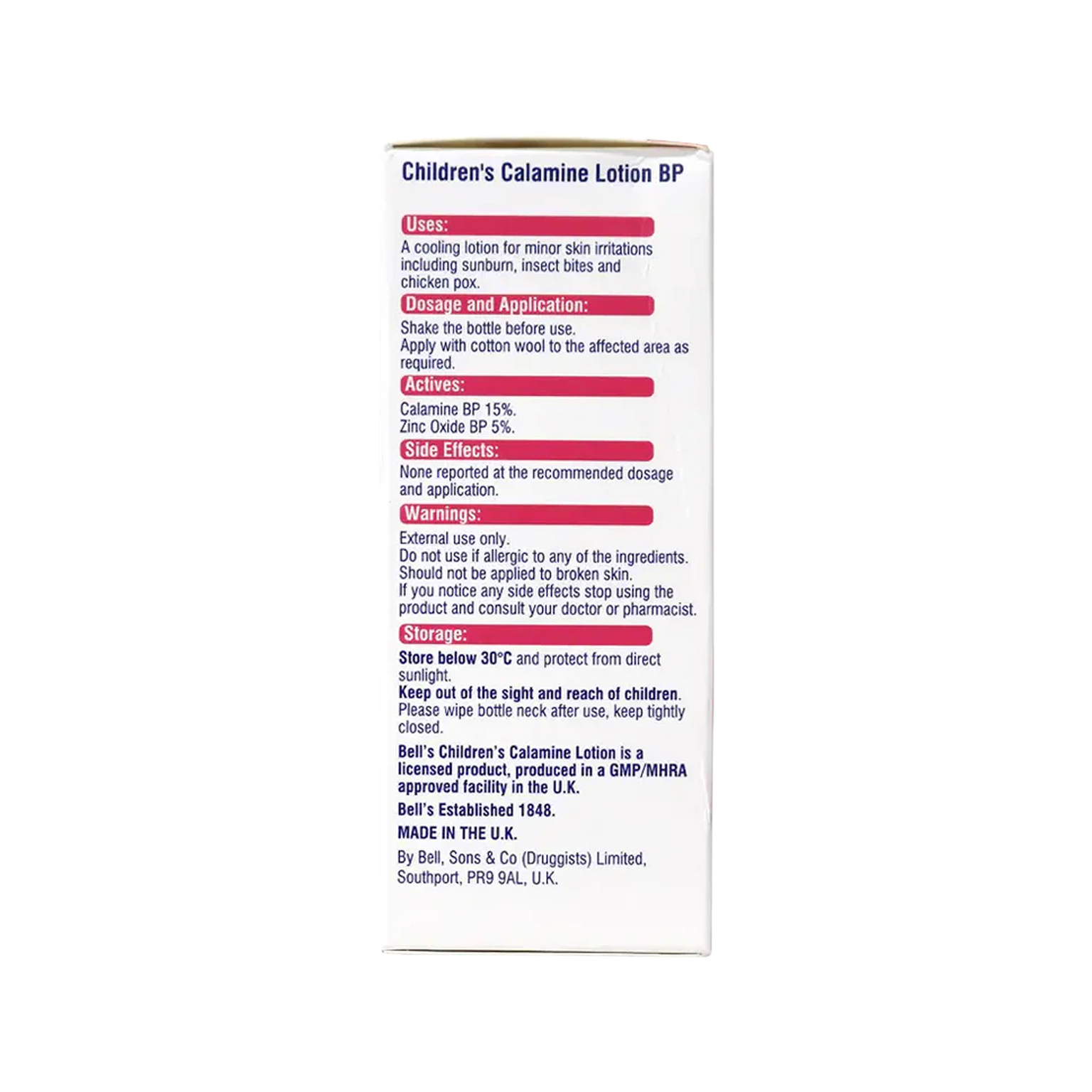 CALAMINE LOTION CHILDREN'S BOTL - 100 ML (PACK / 1 BOTL) - (PKT / 12 BOTLS) - (CRTN / 6 PKT)