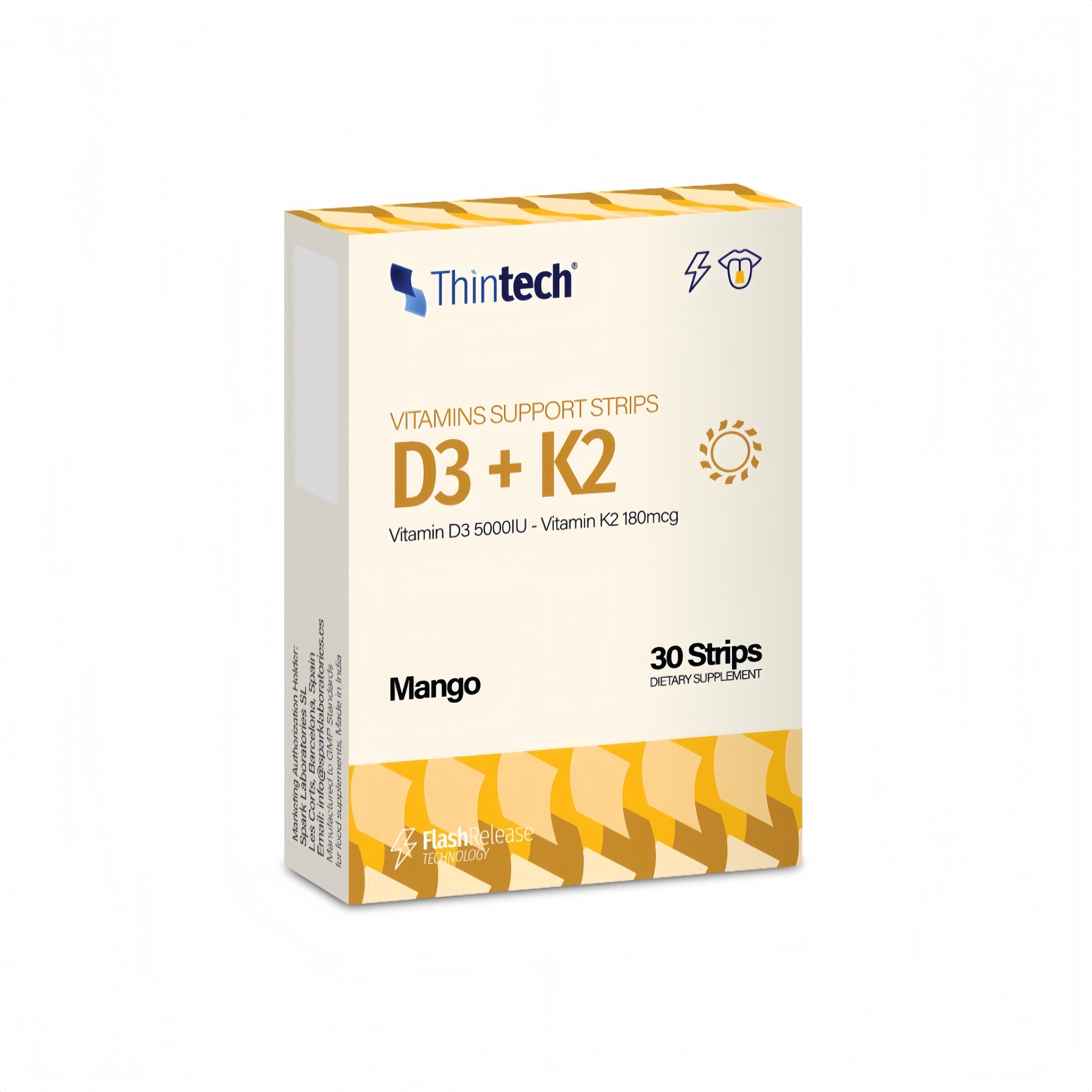 Thintech Vitamins Support D3 + K2 Mango 30 Strips