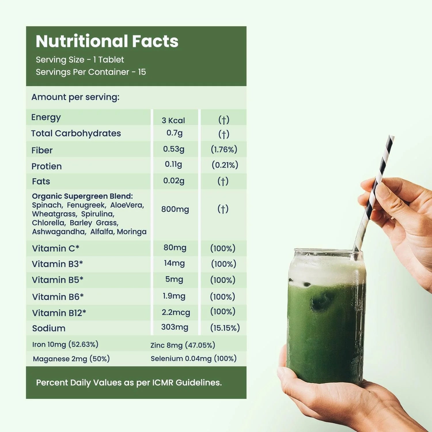 Wellbeing Nutrition Daily Greens Effervescent Tablets 15 Tablets