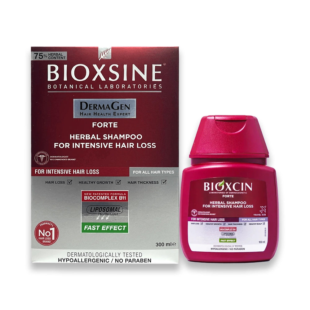 Bioxcin Forte Herbal Shampoo For Intensive Hair Loss 300ml + 100 Ml Free