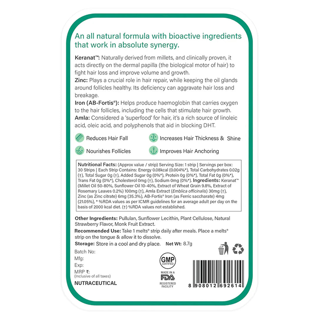 ويل بيينج نيوترشن ميلتس لمكافحة تساقط الشعر  30 شريط فموي 