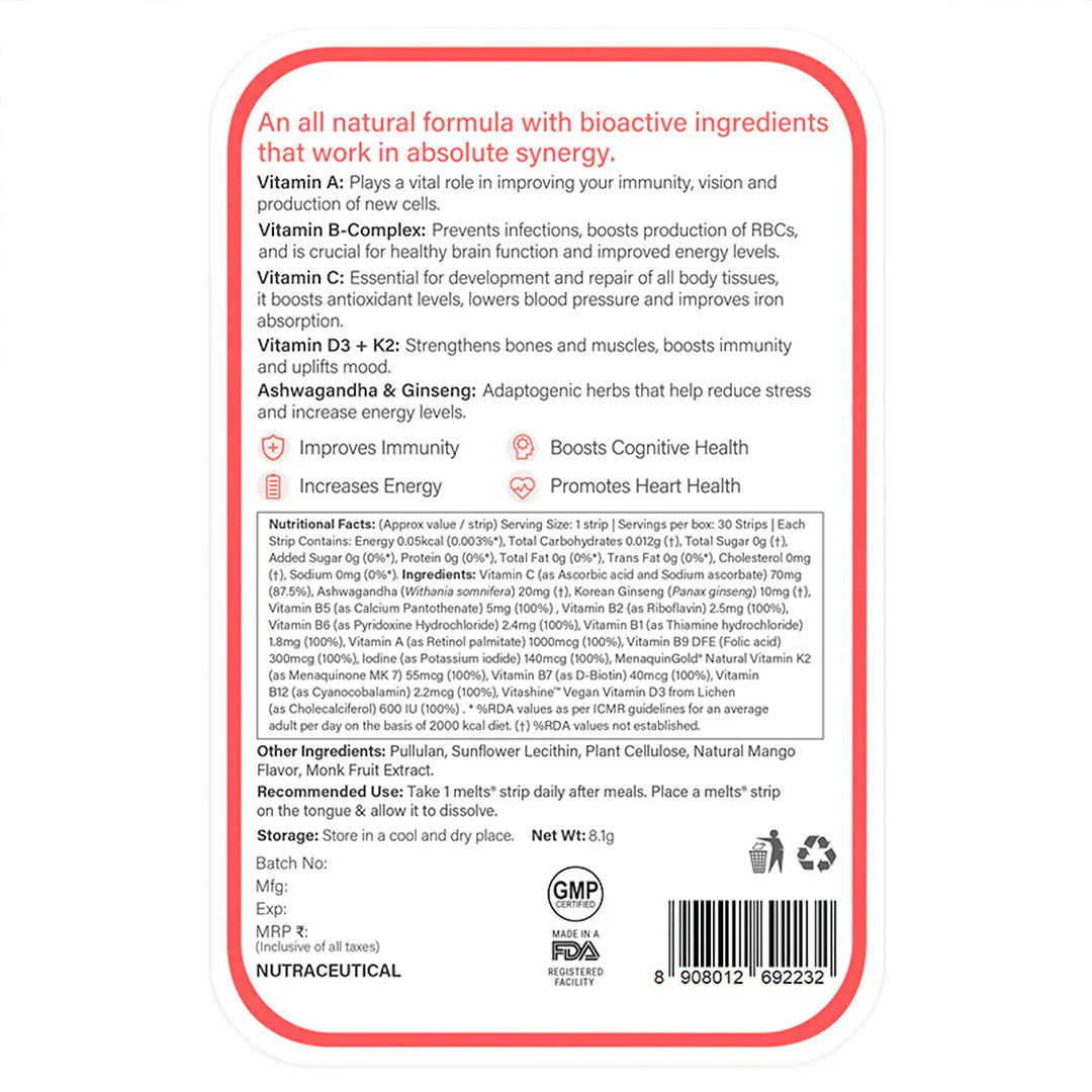 ويلبيينج نيوتريشن ميلتس متعددة الفيتامينات 30 شريط فموي