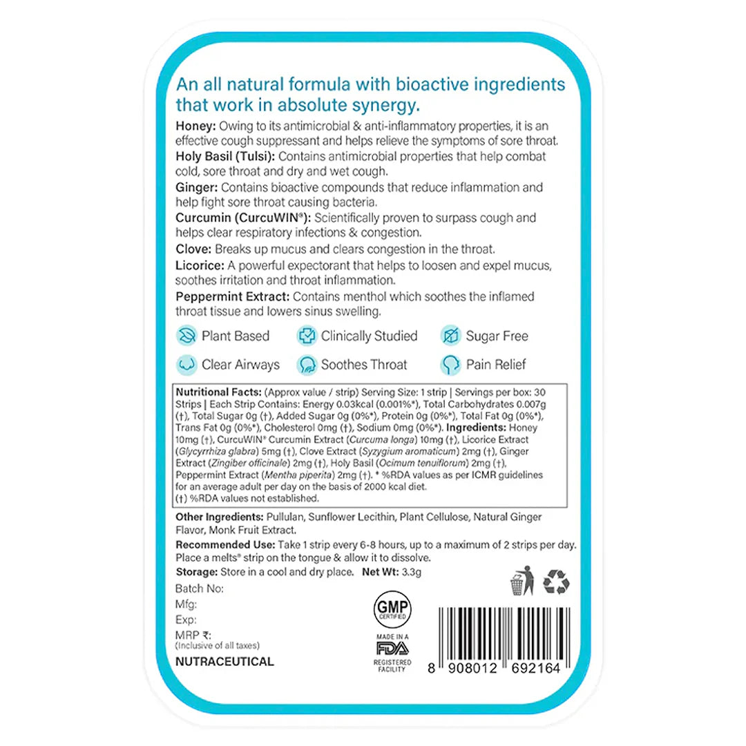 ويل بيينج نيوترشن لراحة وتهدئة الحلق بالجنزبيل والعسل 30 شريط فموي