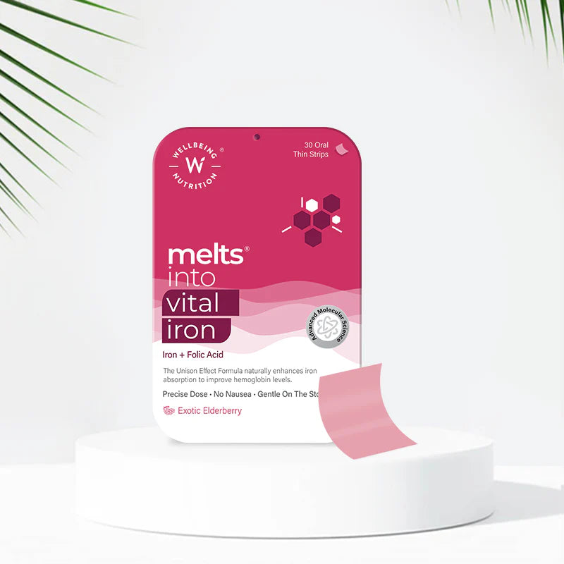 Wellbeing Nutrition Melts into Vital Iron Exotic Elderberry 30 Oral Thin Strips