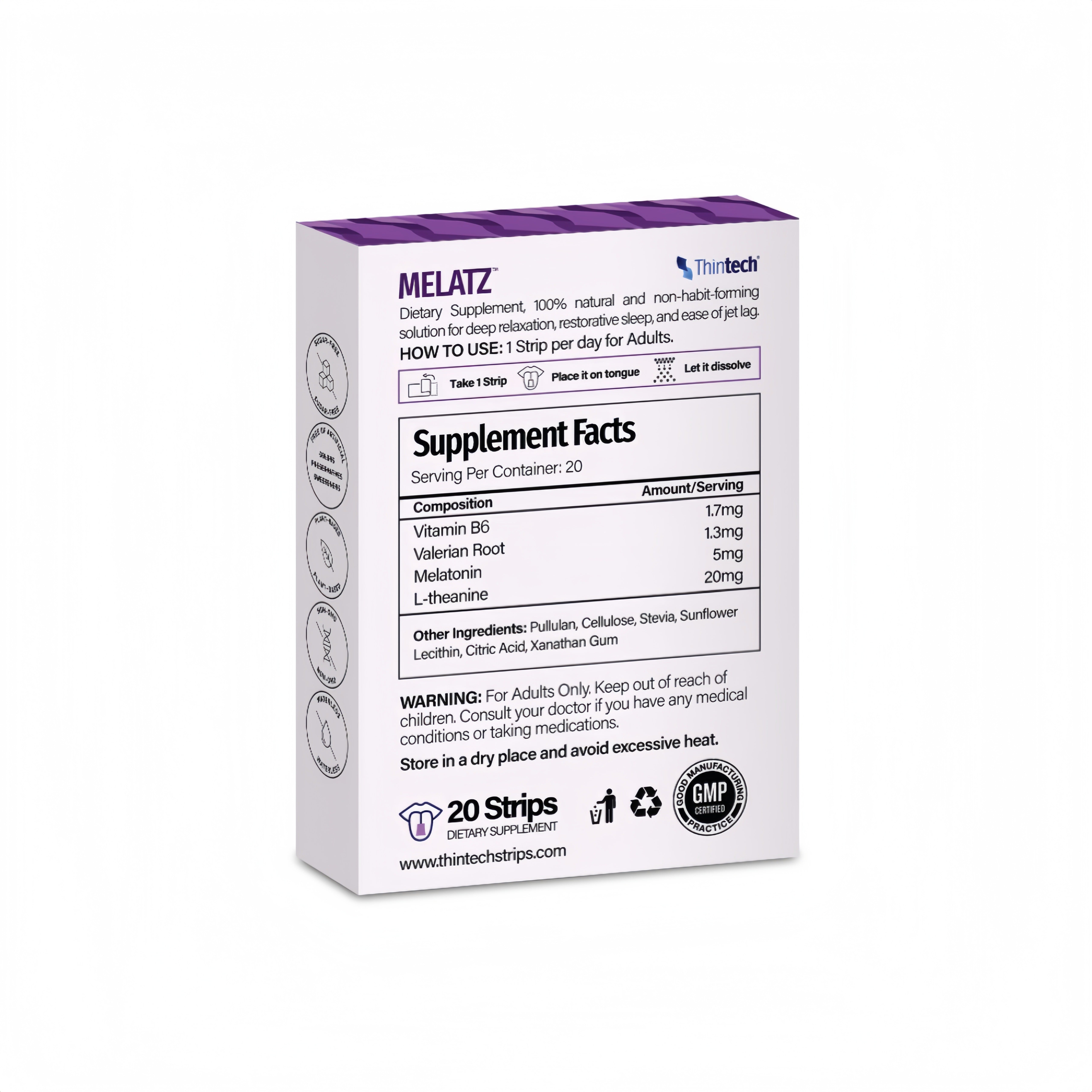 Thintech Sleep Support Melatz Blueberry 20 Strips