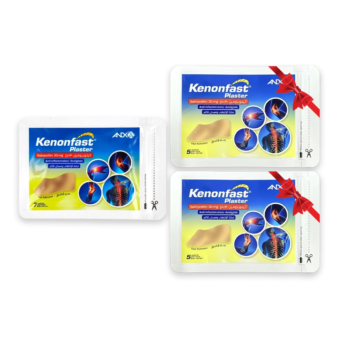 Kenonfast Medicated Plaster 30mg Pain Relief Bundle Pack of 7 + 2 × Pack of 5