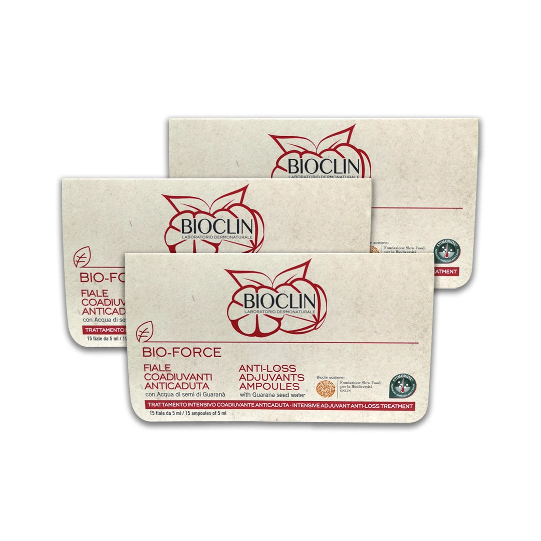 Bioclin Bio Force Anti Hair Loss Ampoules 15x5ml – 3 Boxes Hair Strengthening Bundle