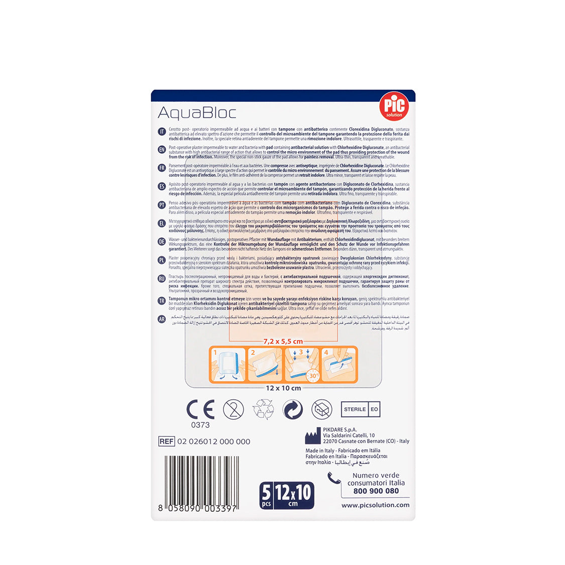 Pic Aquabloc plasters 10x10cm 5pcs