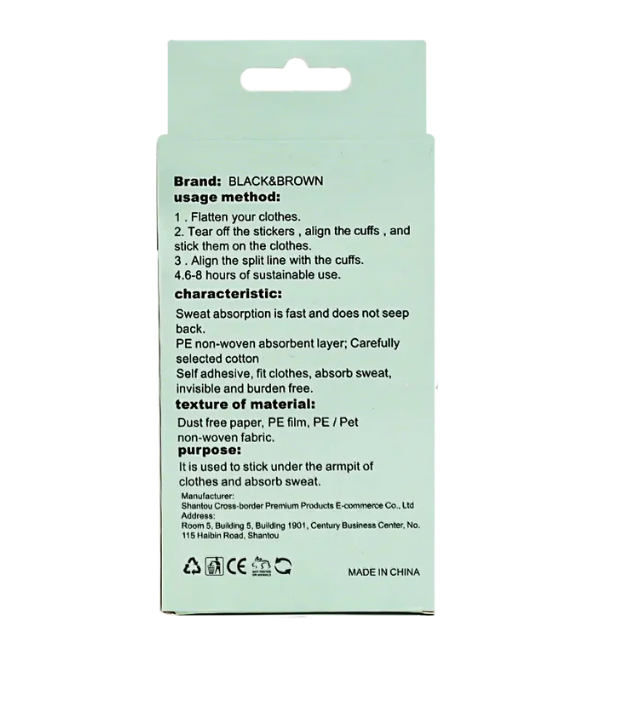 Black & Brown Underarm Patch For Sweat Absorption 10Pcs