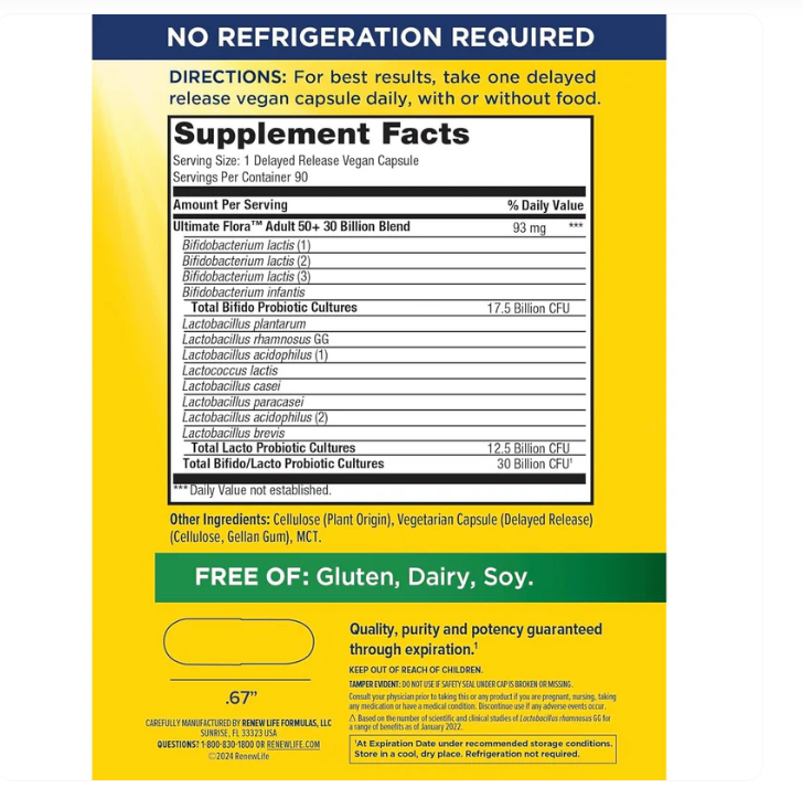 Renew Life Probiotic 30 Billion 12 Strains 30 Vegetarian Capsules