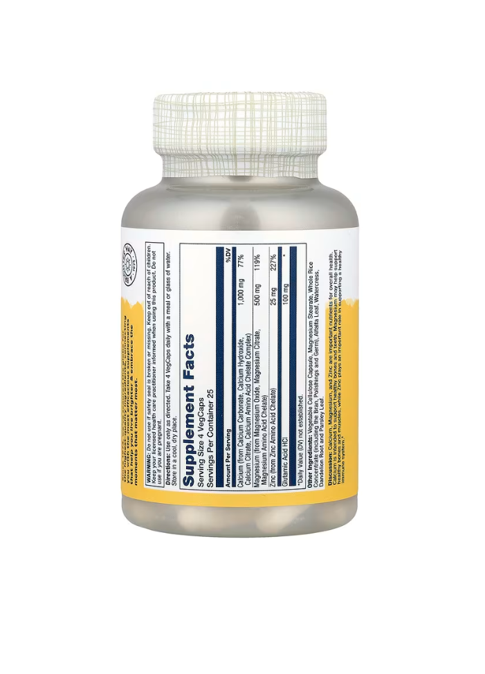 Solaray Calcium Magnesium Zinc Bone & Joint Support  100 Veg Capsules