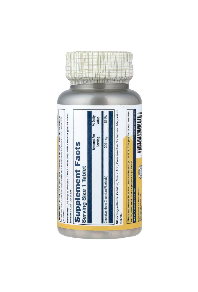 Solaray Chromium Picolinate 200 mcg, 200 Tablets