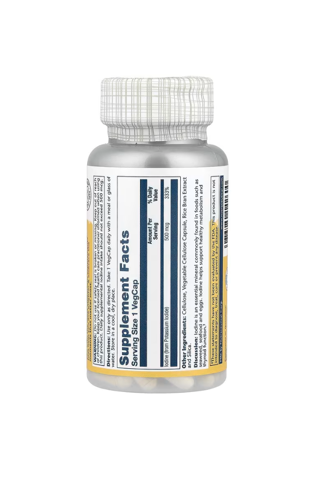 Solaray Iodine 500 mcg Thyroid Support Supplement  30 VegCaps
