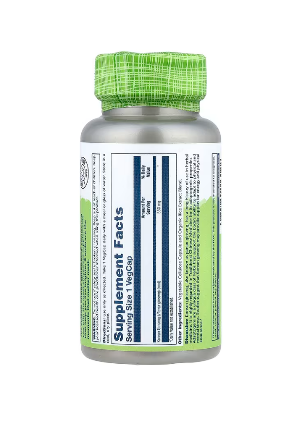Solaray Korean Ginseng 550mg 50 VegCaps