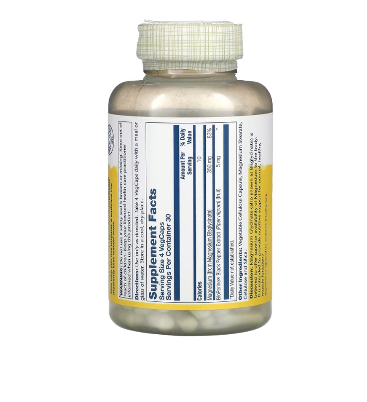 Solaray Magnesium Glycinate 350mg 120 VegCaps