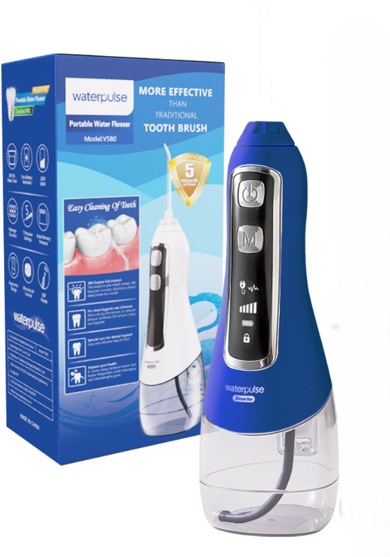 جهاز واتربالس لتنظيف الأسنان بالخيط المائي المحمول خيط مائي لاسلكي (أزرق)