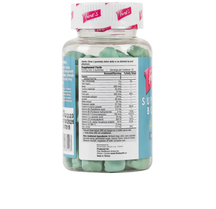 فاينز معزز الشعر الفائق + البيوتين - 60 خلوى قابلة للمضغ