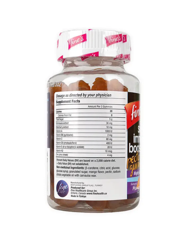 فاينز معزز المناعة الفائق + نبات الإخناسيا 60 حلوى قابلة للمضغ