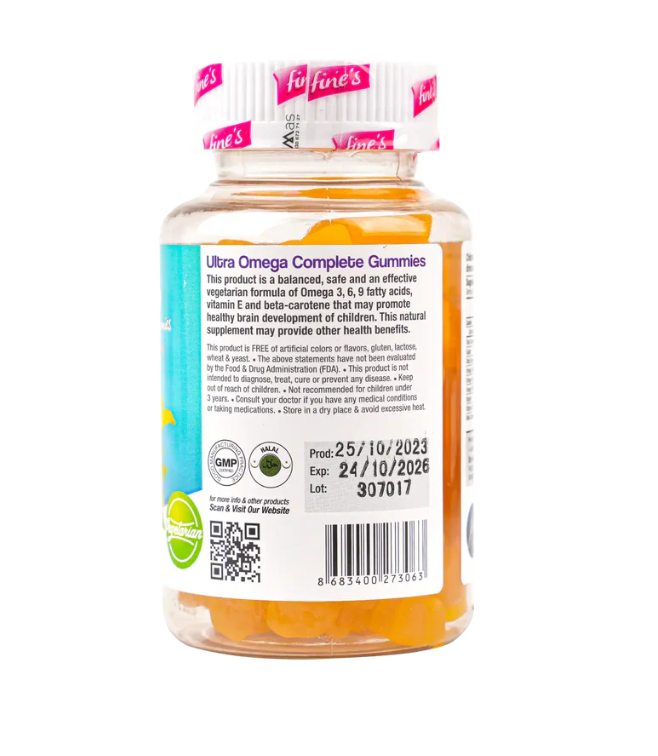 فاينز ألترا أوميجا كومبليت للأطفال 60 حلوى قابلة للمضغ