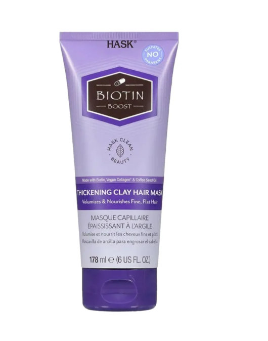 هاسك ماسك الطيني بتعزيز البيوتين لتكثيف الشعر178 مل
