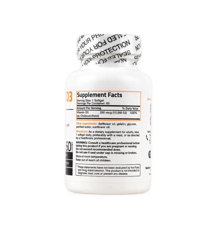 Bronson Vitamin D3 10,000 IU 60 Softgels