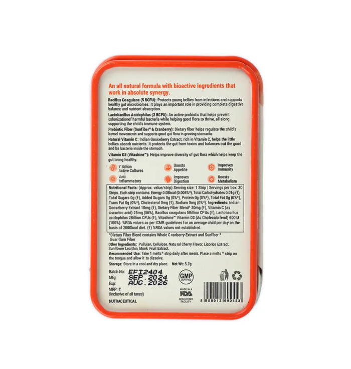 ويلبيينج نيوتريشن ميلتس بروبايوتيك نشط أقراص ذائبة فموية رقيقة، نكهة الكرز الحلو، 30 شريط