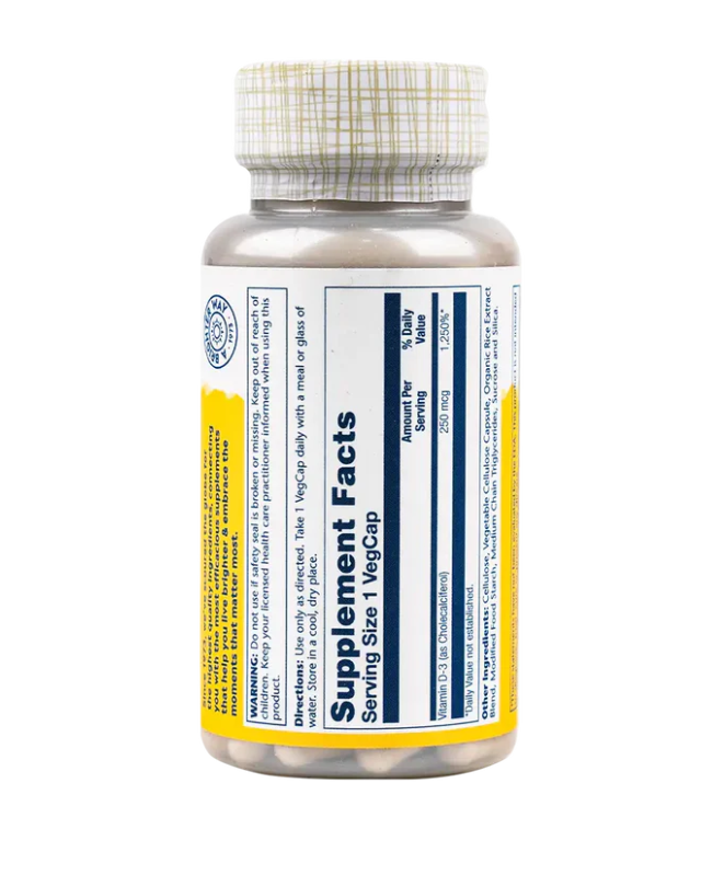 Solaray Vit D3 250mcg 60 VegCaps