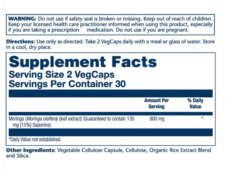 Solaray Vital Extracts Moringa leaf 900mg 60 VegCaps