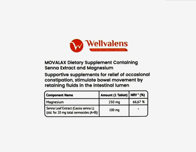 Wellvalens Movalax Containing senna Extract & magnesium 24 Tablets